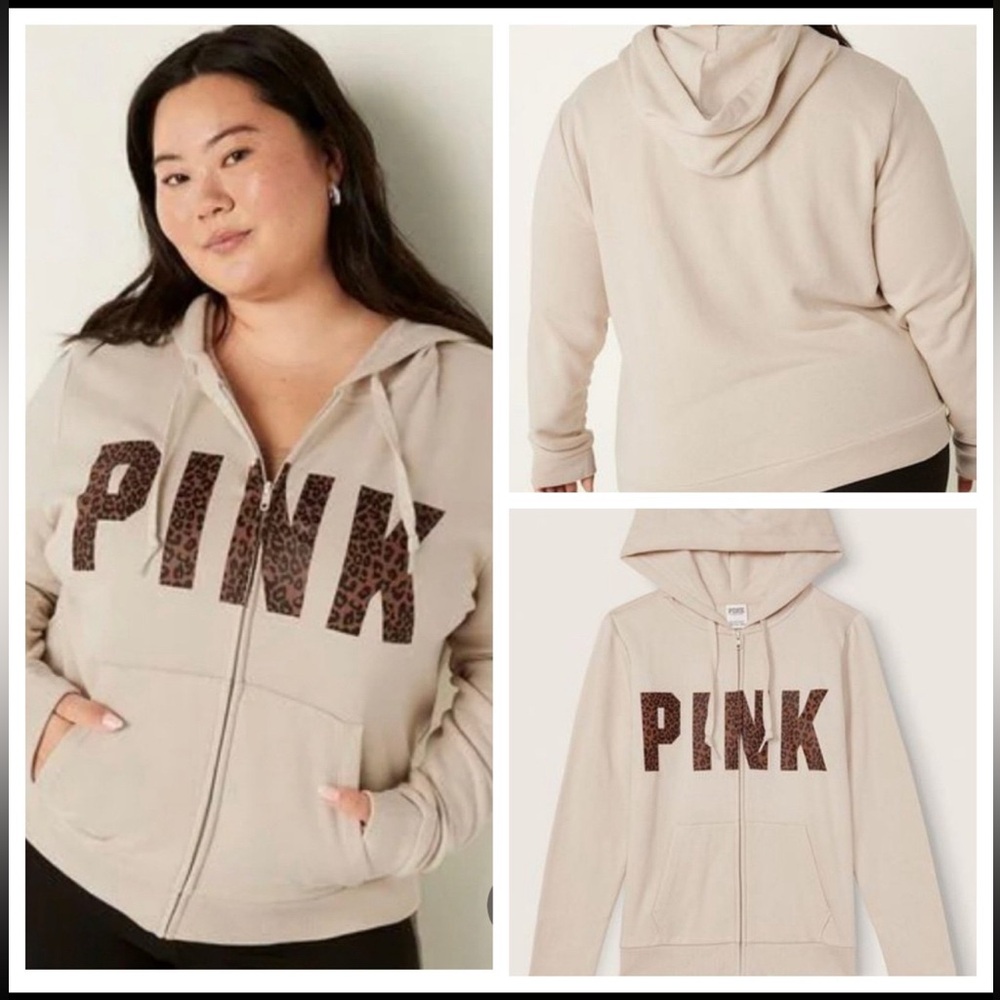 PINK Victoria's Secret Women's Beige Hoodie Jacket